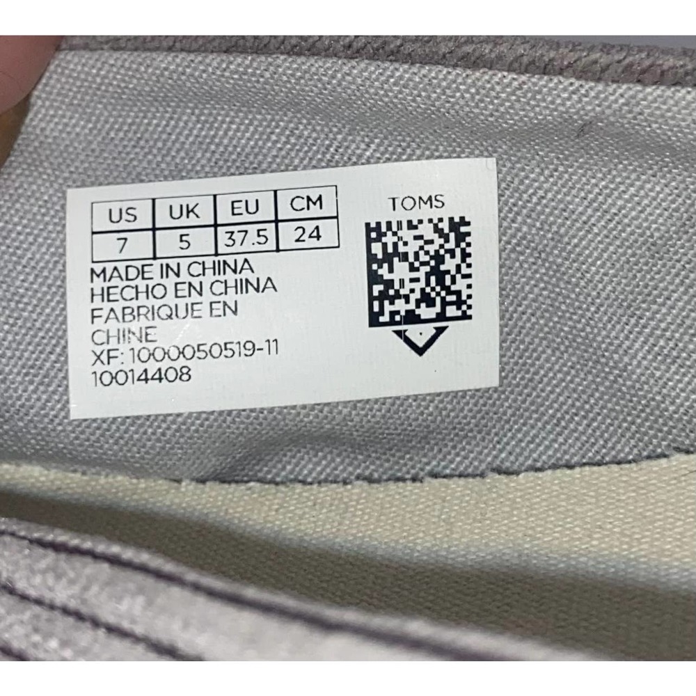 TOMS Alpargata Women’s Gray Corduroy Slip-On Flats Size 7 - Picture 10 of 10